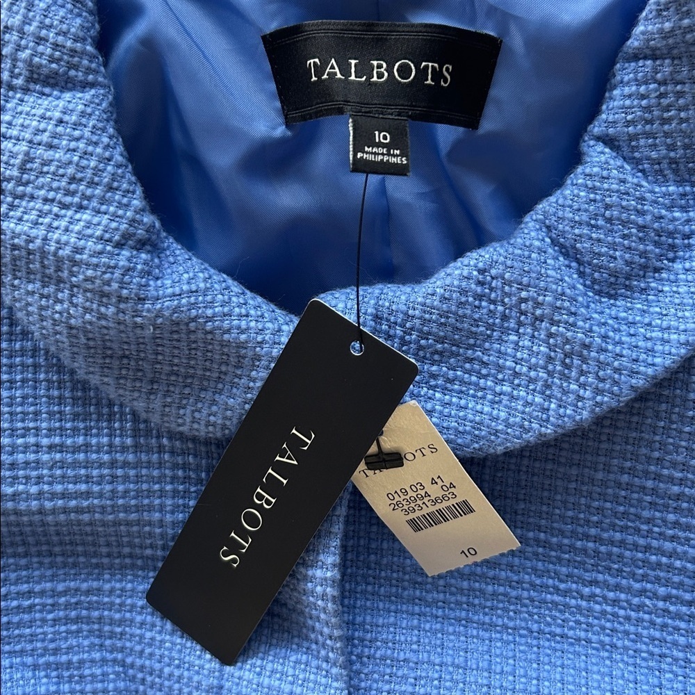 Talbots tweed knit blazer Peter pan collar, periwinkle blue women’s size 10 - Picture 8 of 11
